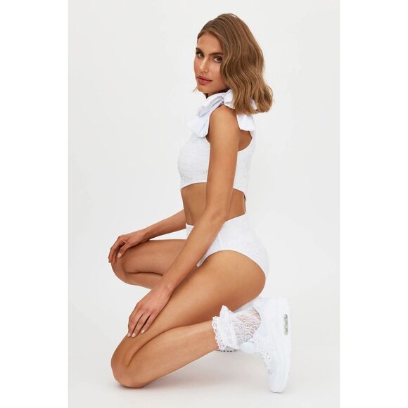 NWT‎ Beach Riot Swim White Selena Lace One Piece Side Cutout Bow Bridal Swimsuit - Picture 4 of 12